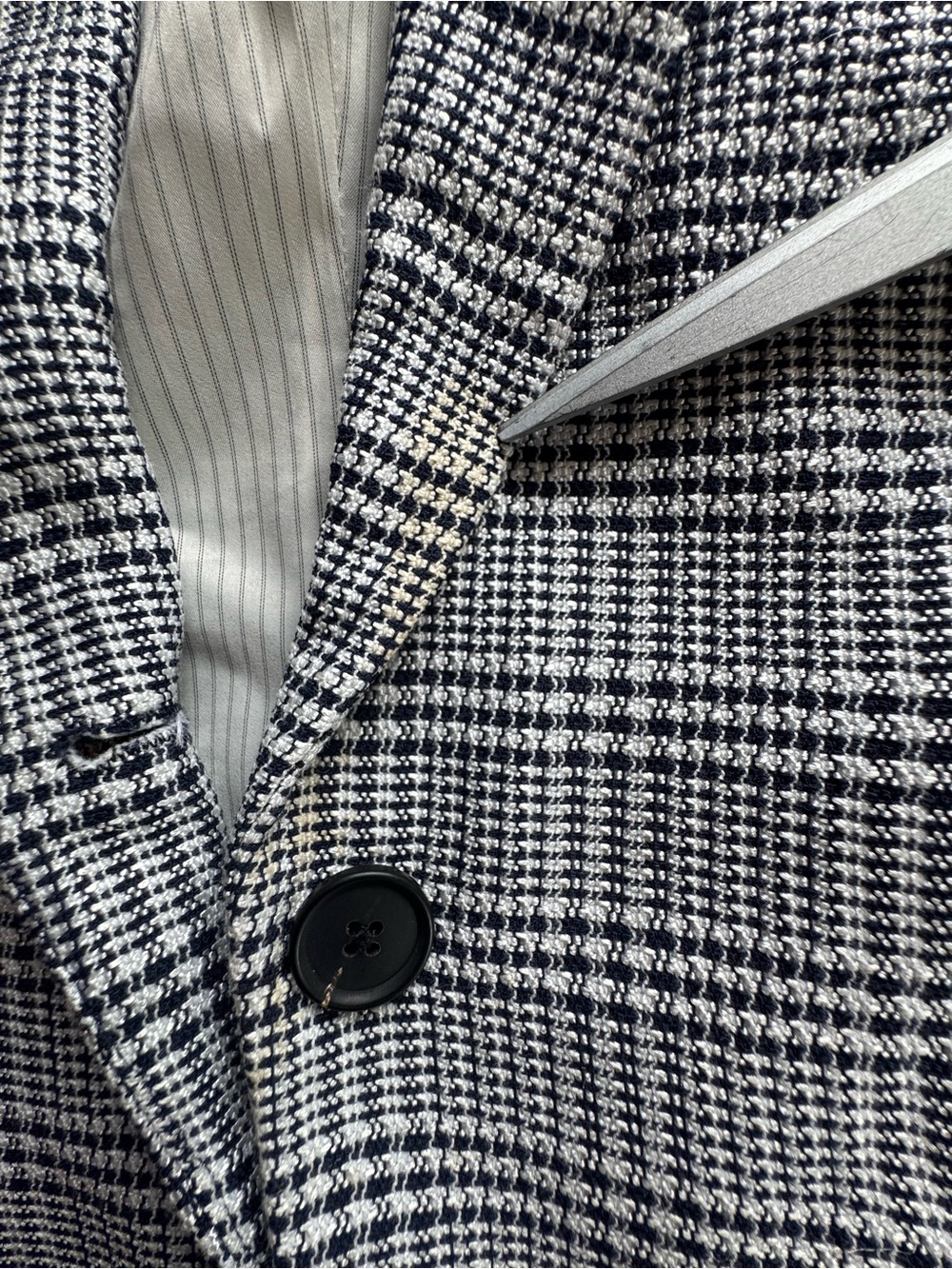 Veronica Beard Navy Plaid Single-Button Blazer Size 12 - Picture 8 of 9